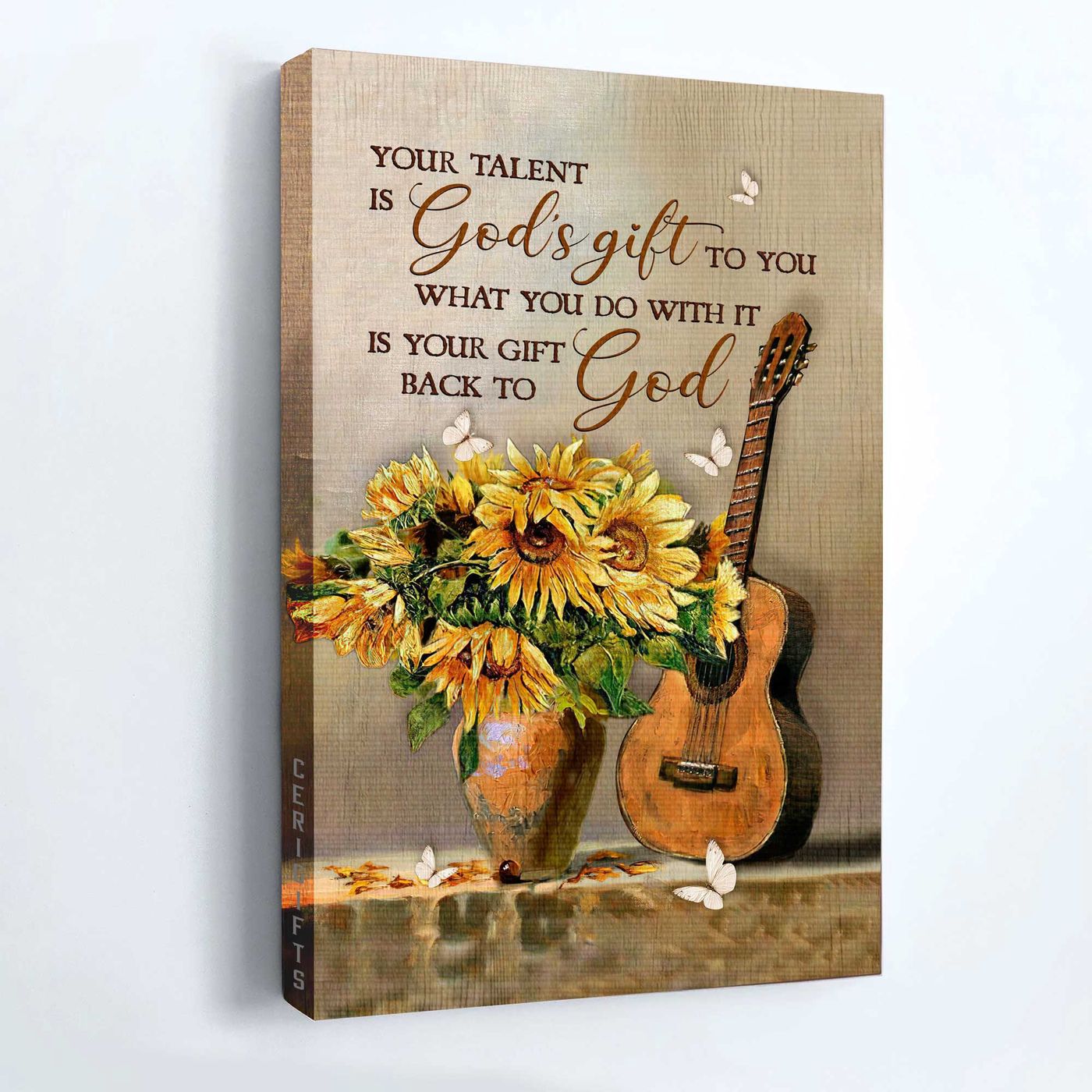 Christian Home Decor Gift: Jesus Portrait & Sunflower Vase Watercolor Poster