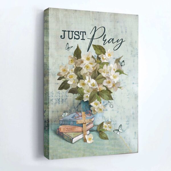 Christian Home Decor Gift Set: Jesus Portrait Poster with Jasmine Watercolor & Wooden Cross – Just Pray Art