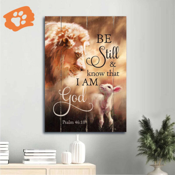 Jesus Portrait Poster – Watercolor Lion & Lamb Of Jesus – Christian Home Decor Gift – Be Still And Know – God Poster