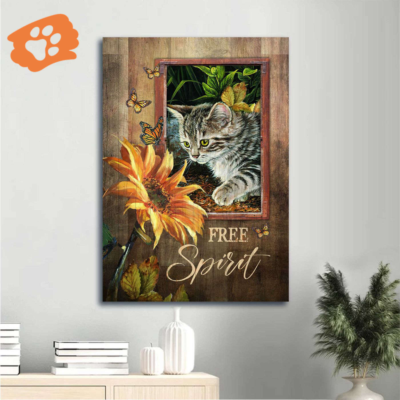 Religious Christian Home Decor: Jesus Portrait & Butterfly Poster – Watercolor Sunflower Gift