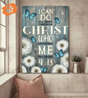 Christian Home Decor Gift: Jesus Portrait & Dandelion Painting Poster with Inspiring Message