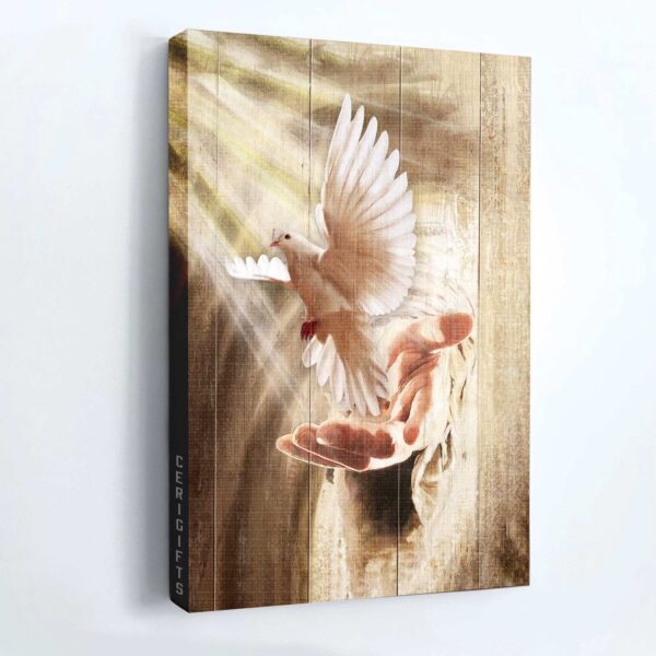 Christian Home Decor Gift – Jesus Portrait Poster with White Dove and Infinite Halo