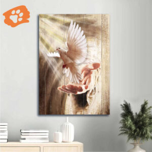 Christian Home Decor Gift - Jesus Portrait Poster with White Dove and Infinite Halo