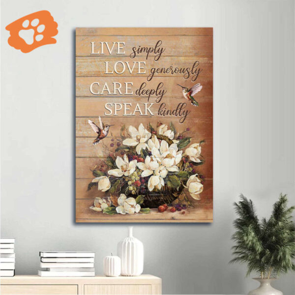 Christian Home Decor Gift: Jesus Portrait Poster with Flower Vase and Hummingbird