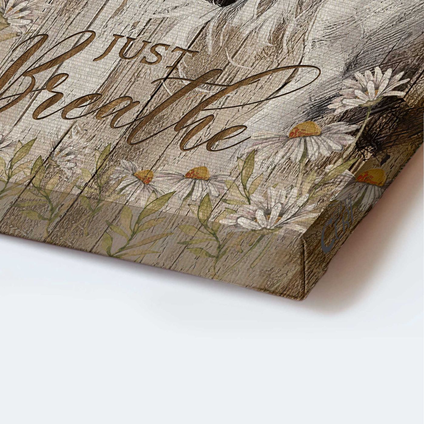 Christian Home Decor Gift – Jesus Portrait & White Horse Poster with Daisy Flower – Just Breathe Inspirational Art Christian Home Decor Gift – Jesus Portrait & White Horse Poster with Daisy Flower – Just Breathe Inspirational Art