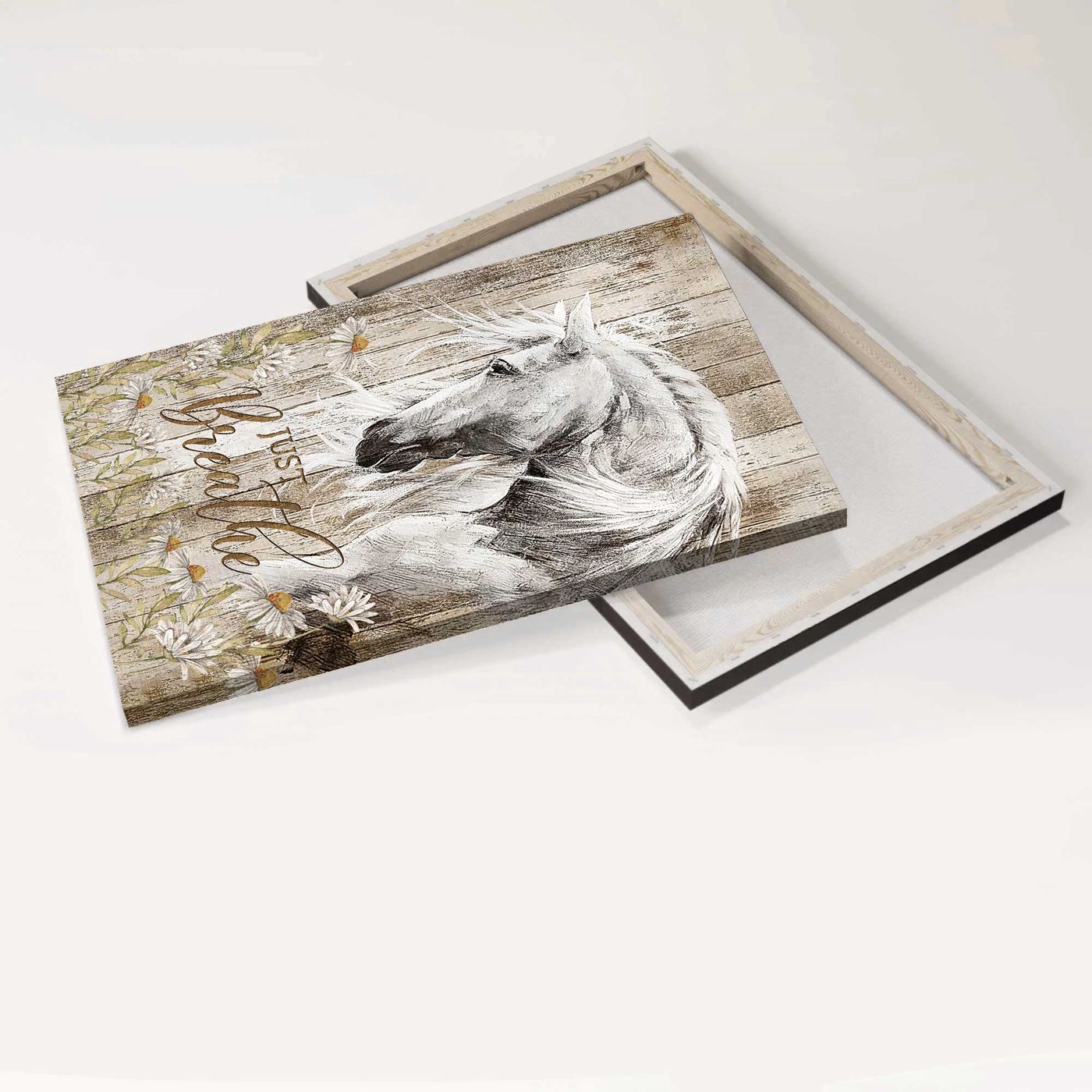 Christian Home Decor Gift – Jesus Portrait & White Horse Poster with Daisy Flower – Just Breathe Inspirational Art Christian Home Decor Gift – Jesus Portrait & White Horse Poster with Daisy Flower – Just Breathe Inspirational Art