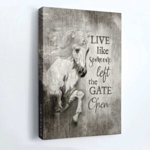 White Horse Painting Jesus Portrait Poster - Christian Home Decor Gift - Live Like Someone Left The Gate Open 3