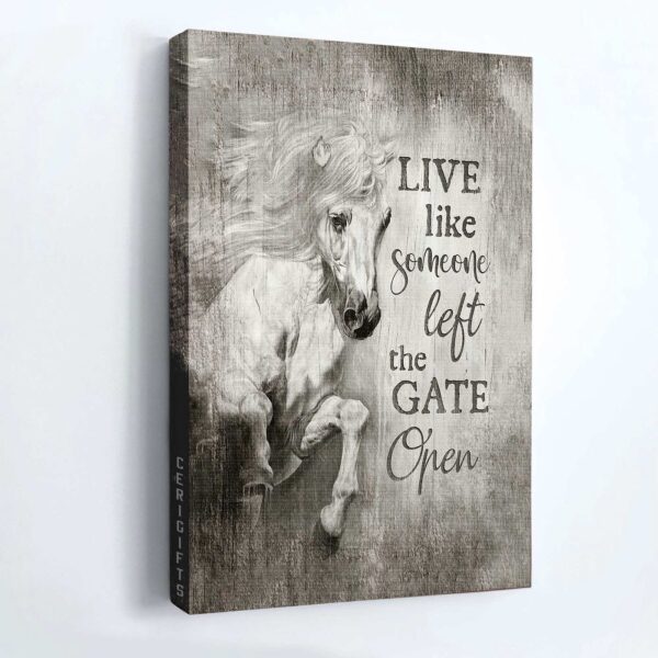 White Horse Painting Jesus Portrait Poster – Christian Home Decor Gift – Live Like Someone Left The Gate Open