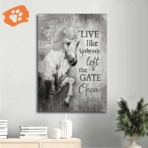 White Horse Painting Jesus Portrait Poster - Christian Home Decor Gift - Live Like Someone Left The Gate Open