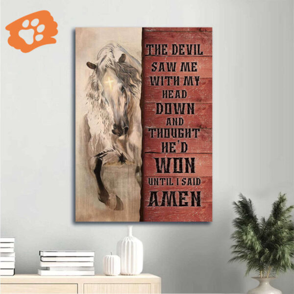 Christian Home Decor Gift: Jesus & White Horse Painting Poster – Amen Victory