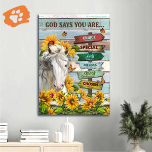 Christian Home Decor Gift: Jesus Portrait Poster with White Horse and Sunflower - Unique Special Lovely Precious Strong Chosen