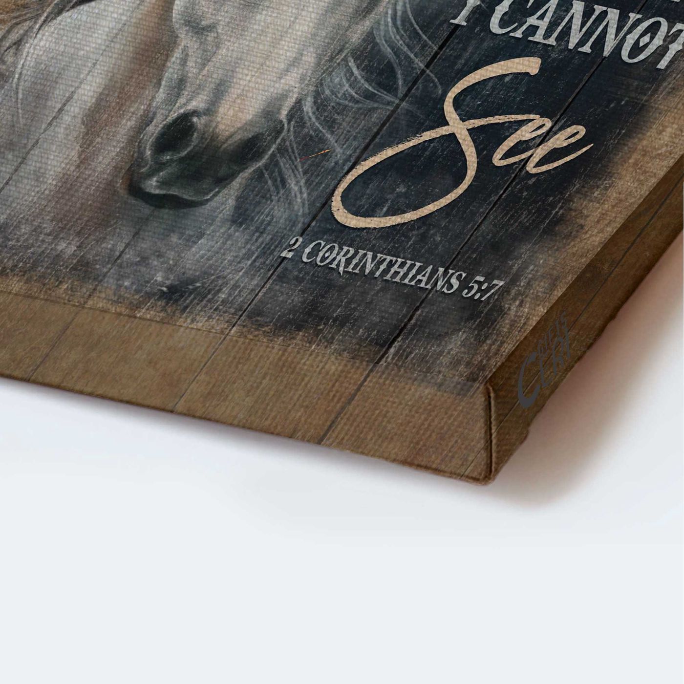 Vintage Jesus Portrait Poster – White Horse Art with Bible Verse – Inspirational Gift for Christians