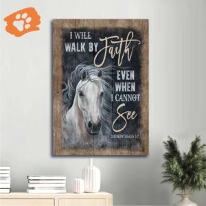 Vintage Jesus Portrait Poster - White Horse Art with Bible Verse - Inspirational Gift for Christians