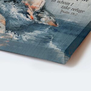 Christian Home Decor Gift - Jesus Portrait & Lighthouse Storm Painting Poster - The Lord Is My Rock 1