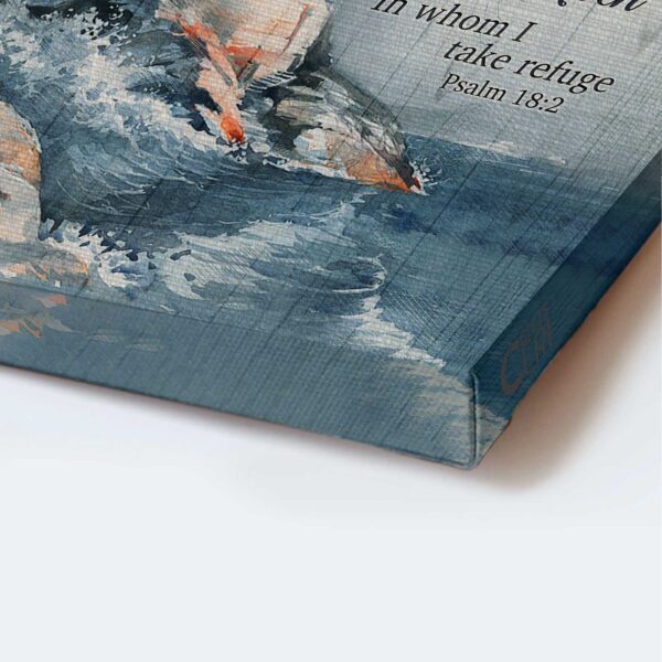 Christian Home Decor Gift – Jesus Portrait & Lighthouse Storm Painting Poster – The Lord Is My Rock