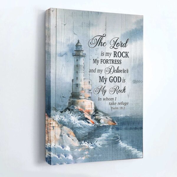 Christian Home Decor Gift – Jesus Portrait & Lighthouse Storm Painting Poster – The Lord Is My Rock