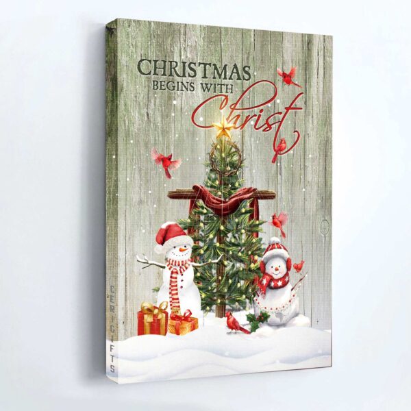 Christmas Home Decor Gift – Jesus Portrait Poster with Winter Christmas Tree Snowman & Cardinal – Ideal Gift for Christians