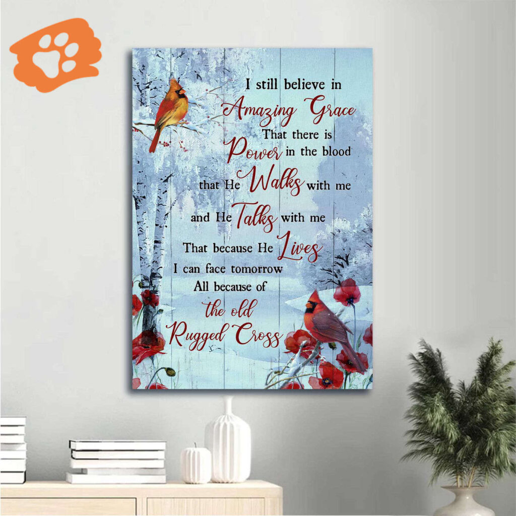 Christian Home Decor Gift: Jesus Portrait & Winter Forest Cardinal Painting Poster Christian Home Decor Gift: Jesus Portrait & Winter Forest Cardinal Painting Poster