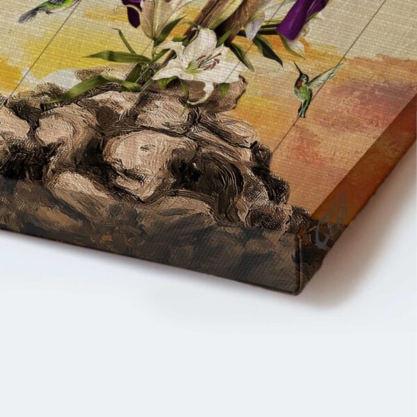 Jesus Portrait Poster Home Decor Gift – Christian Cross Mountain Lily Hummingbird – He Is Risen