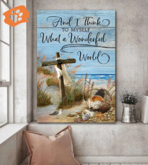 Jesus Portrait Poster Home Decor Gift - Christian Cross & Beach Theme - Wonderful World Decor