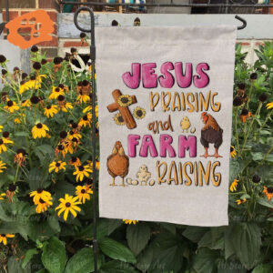 Christian Chicken Farmer Flag: Jesus Praising Farm Animals & Welcome Garden Decor