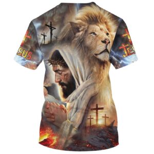Jesus Prayer Lion Print 3D T-Shirt for Men & Women - Christian Faith Shirt 1