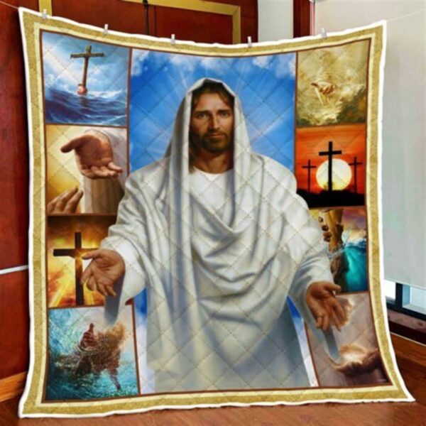 Jesus Reaching Hand Christian Quilt Blanket – Perfect Christian Gift for Believers