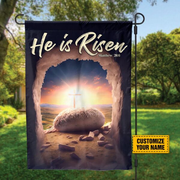 Personalized Jesus Resurrection Garden Flag He Is Risen Easter Decor