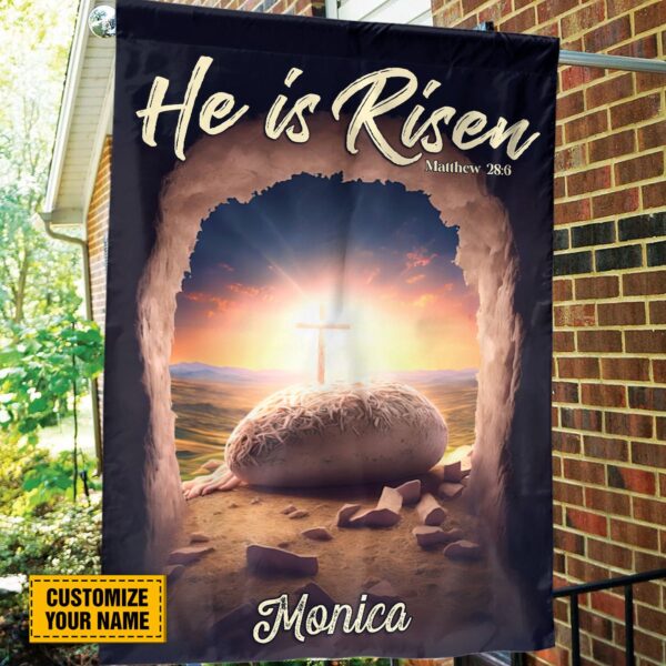 Personalized Jesus Resurrection Garden Flag He Is Risen Easter Decor
