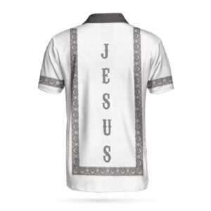 Jesus Resurrection Egyptian Polo Shirt: Black & White Christian Men s Shirt 3