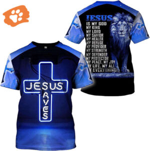 Jesus Saved Lion 3D T-Shirt - Christian Faith Shirt for Men & Women
