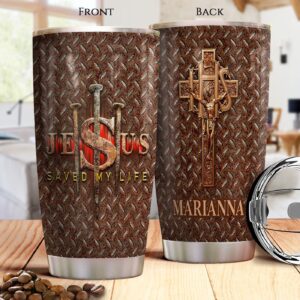 Jesus Saved Life Personalized Stainless Steel Tumbler - Jesus Lover Men Women