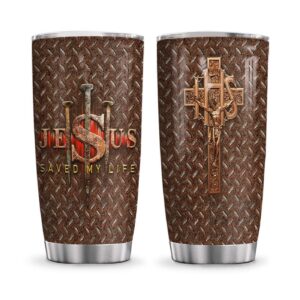 Jesus Saved Life Personalized Stainless Steel Tumbler - Jesus Lover Men Women 1