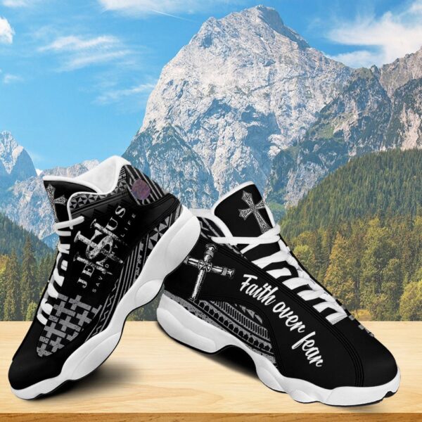 Jesus Saved My Life Basketball Shoes, Jesus Cross Running Footwear Unisex, Faith Over Fear, Ornate Christian Shoes