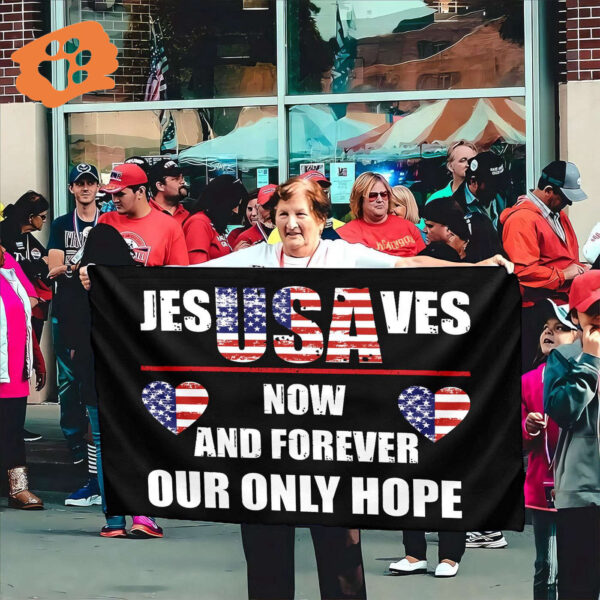 Jesus Saves 2024 Garden Flag: American Pride Patriotic Gift