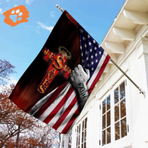 Jesus Saves American Flag: Patriotic Christian Decor for Home & Garden