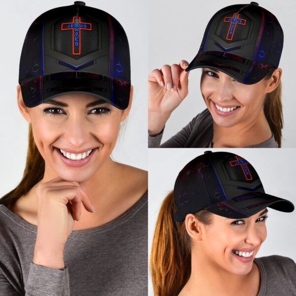 Jesus Saves Carbon Pattern Classic Cap All Over Print