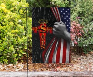 Jesus Saves Cross The Christian Flag Inside American Flag Patriotic Religious Banner Decor 5