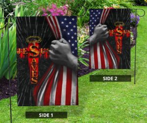 Jesus Saves Cross The Christian Flag Inside American Flag Patriotic Religious Banner Decor 7