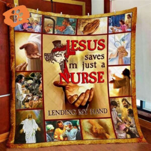 Christian Nurse Quilt Blanket - Jesus Saves Gift for Believers