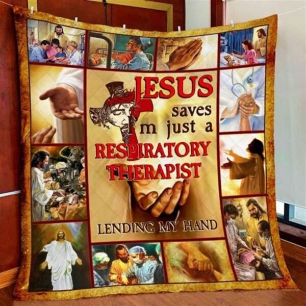 Christian Respiratory Therapist Quilt Blanket – Jesus Saves Gift for Believers