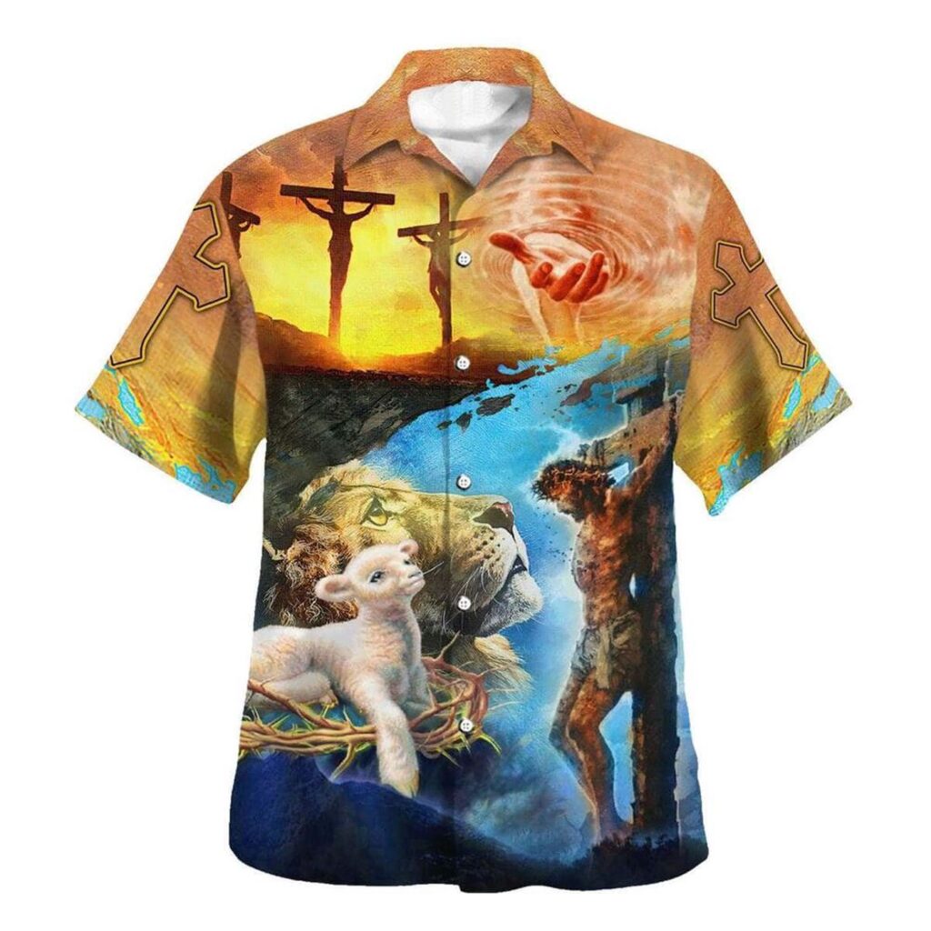 Jesus Saves Lion And Lamb Hawaiian Shirt for Men – Perfect Christian Gift Jesus Saves Lion And Lamb Hawaiian Shirt for Men – Perfect Christian Gift