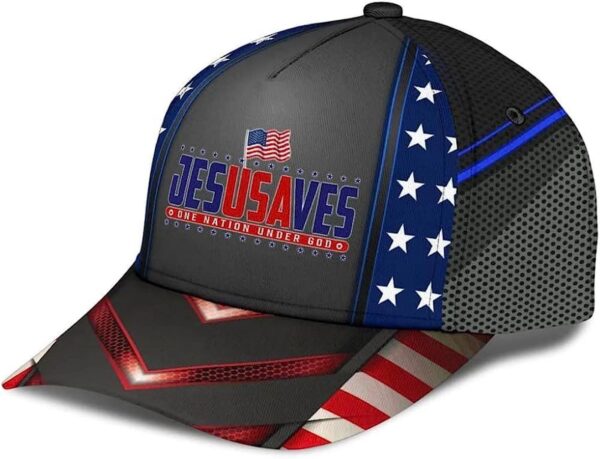 Jesus Saves One Nation Under God Classic Baseball Cap Hat  Trucker Classic Hats Gift