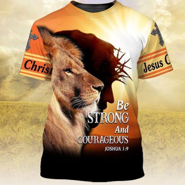 Jesus Shirt Be Strong And Courageous Joshua 1:9 Lion Orange T-shirt Jesus Hoodie 2025
