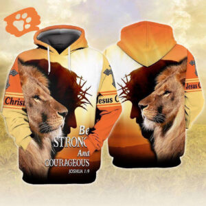 Jesus Shirt Be Strong And Courageous Joshua 1:9 Lion Orange T-shirt Jesus Hoodie 2025
