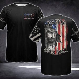Jesus Shirt Christian Apparel Faith Hope Love Faith Over Fear Jesus American Flag Black T-shirt Jesus Hoodie 2025 1