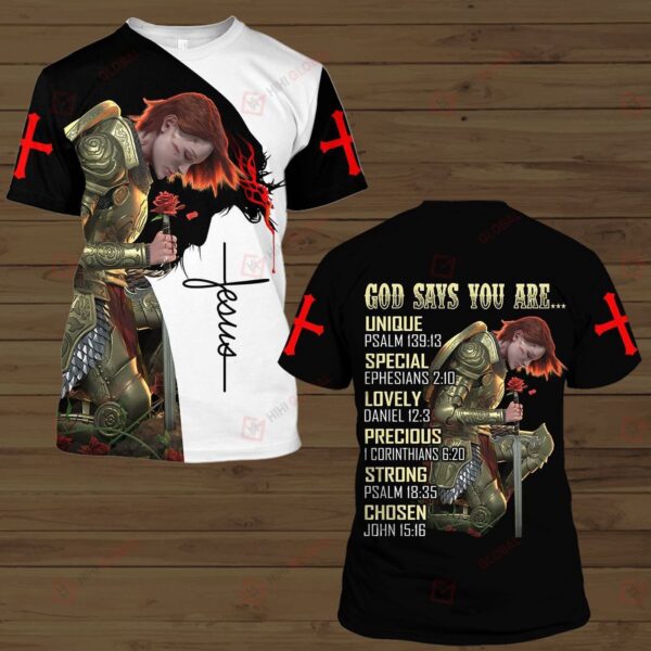 Jesus Shirt Christian Apparel God Say You Are Unique Special Lovely Female Knight T-shirt Jesus Hoodie 2025