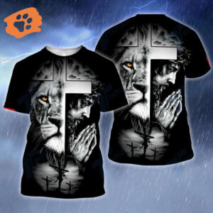 Jesus Shirt Christian Apparel Half Face Lion Half Jesus Black White Red Cross T-shirt Jesus Hoodie 2025