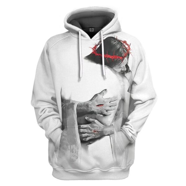 Jesus Shirt Christian Apparel In The Arms Of Jesus White Grey T-shirt Jesus Hoodie 2025
