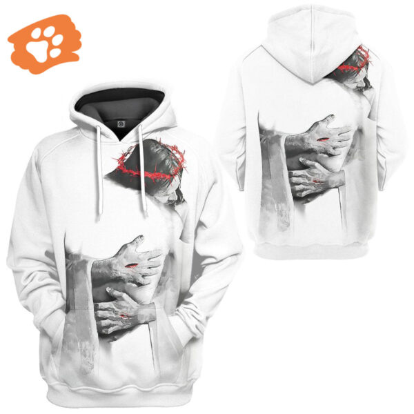 Jesus Shirt Christian Apparel In The Arms Of Jesus White Grey T-shirt Jesus Hoodie 2025